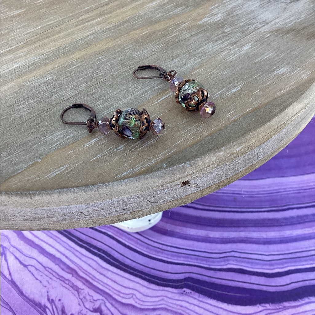 Floral Glass Earrings Nwt